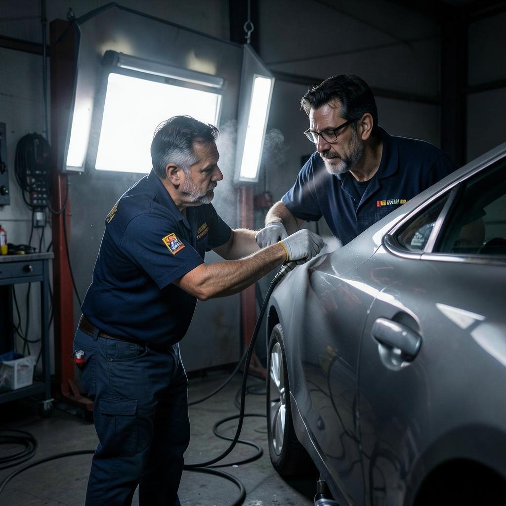 Pintura de alta performance de peças automotivas em cabine profissional